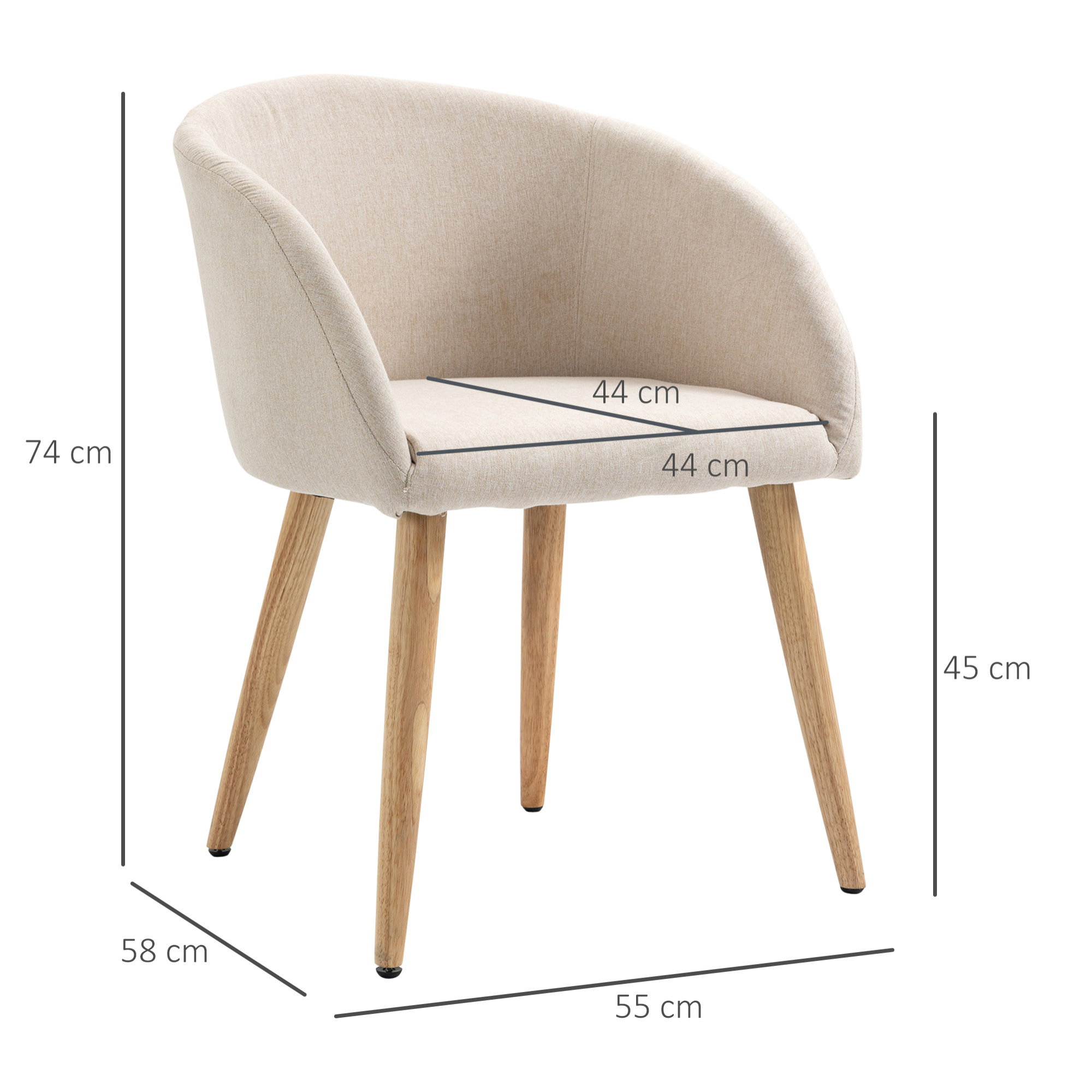 Lot de 2 chaises – Assise ergonomique – Style scandinave