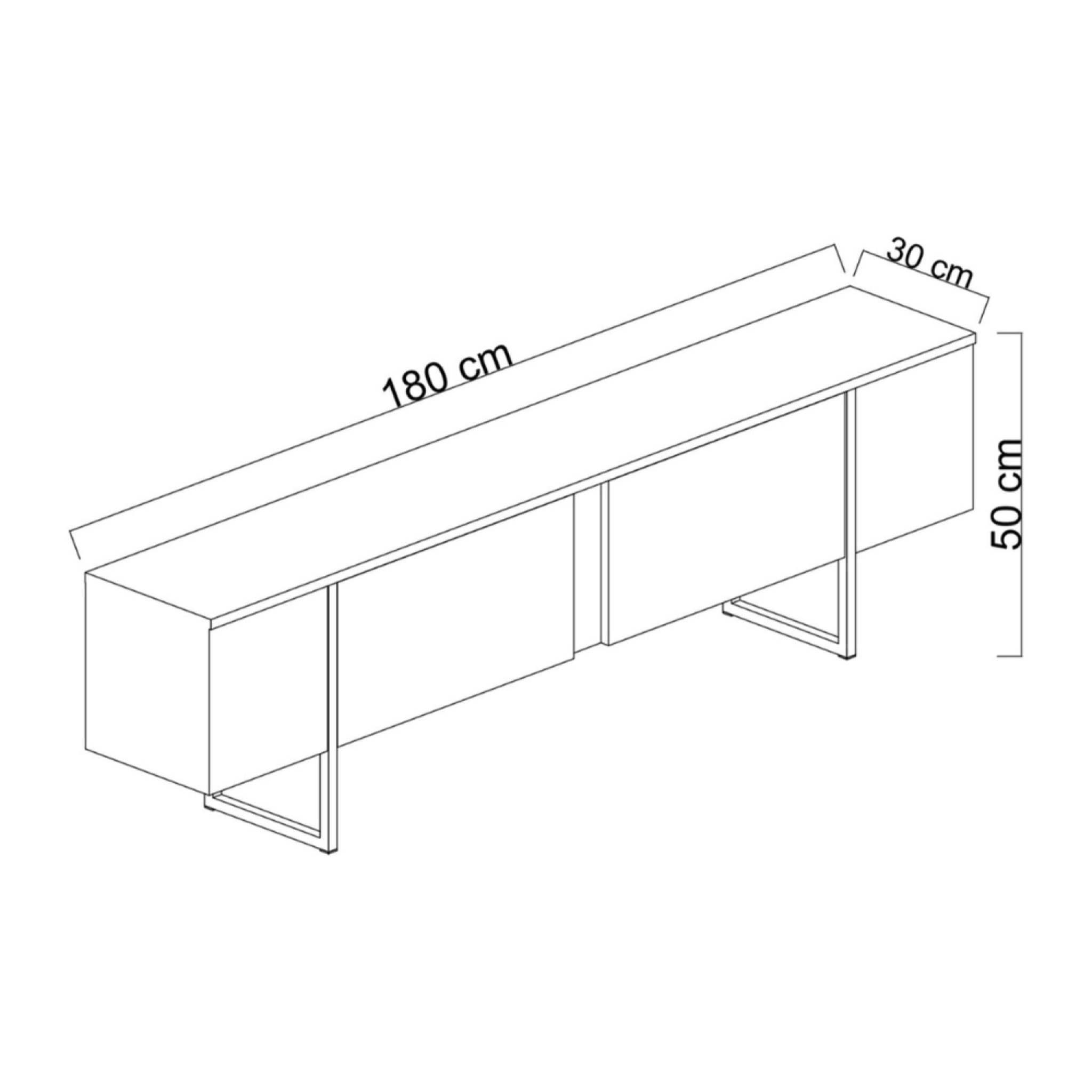 Meuble TV anthracite et noir 2 portes 180cm LISON