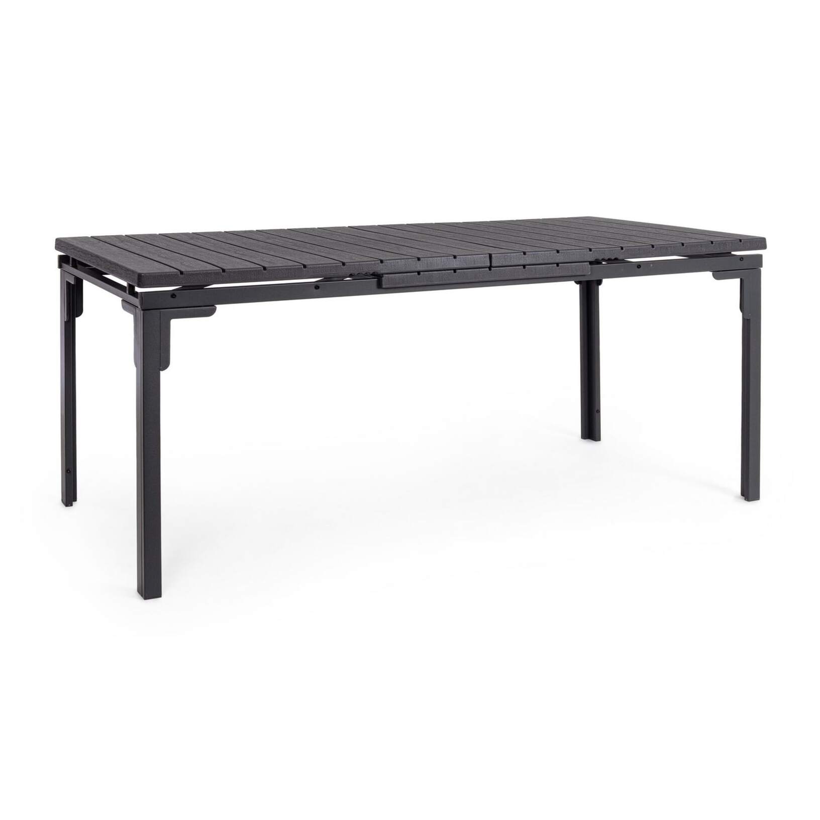 Tavolo allungabile da giardino VALENCIA antracite effetto legno, struttura in acciaio, 180×89,5–240×89,5 cm