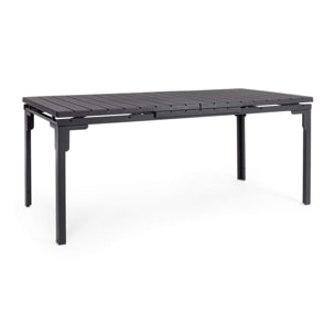 Tavolo allungabile da giardino VALENCIA antracite effetto legno, struttura in acciaio, 180×89,5–240×89,5 cm