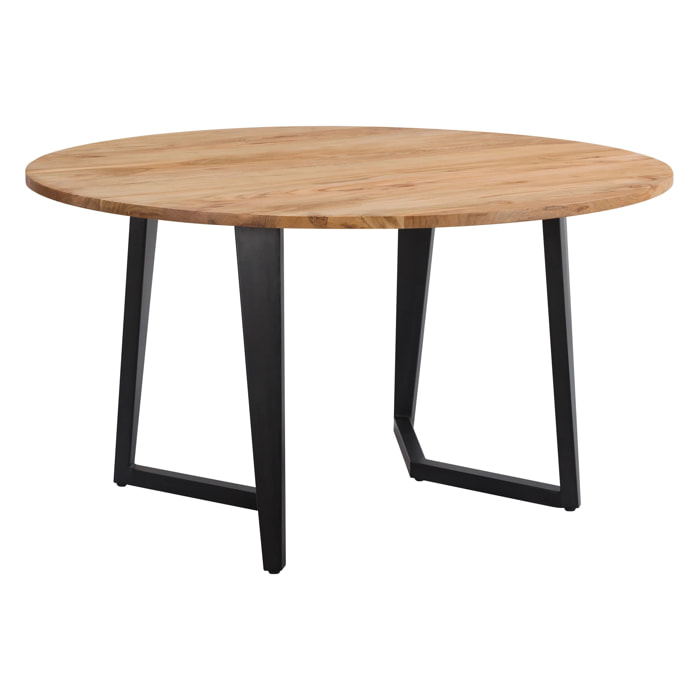 Table ronde 6 personnes en bois d'acacia et métal 140 cm - Moorea