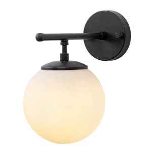 Aplique de pared pantalla blanca, metal , negro, 15x24x24, casquillo E14 Max 40 W
