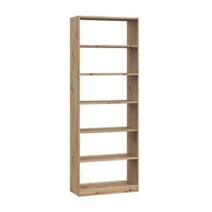 Etagère bibliothèque L.80 cm à 5 tablettes effet bois chêne - CANDY