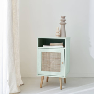 Table de chevet scandinave en cannage 1 porte BOHÈME