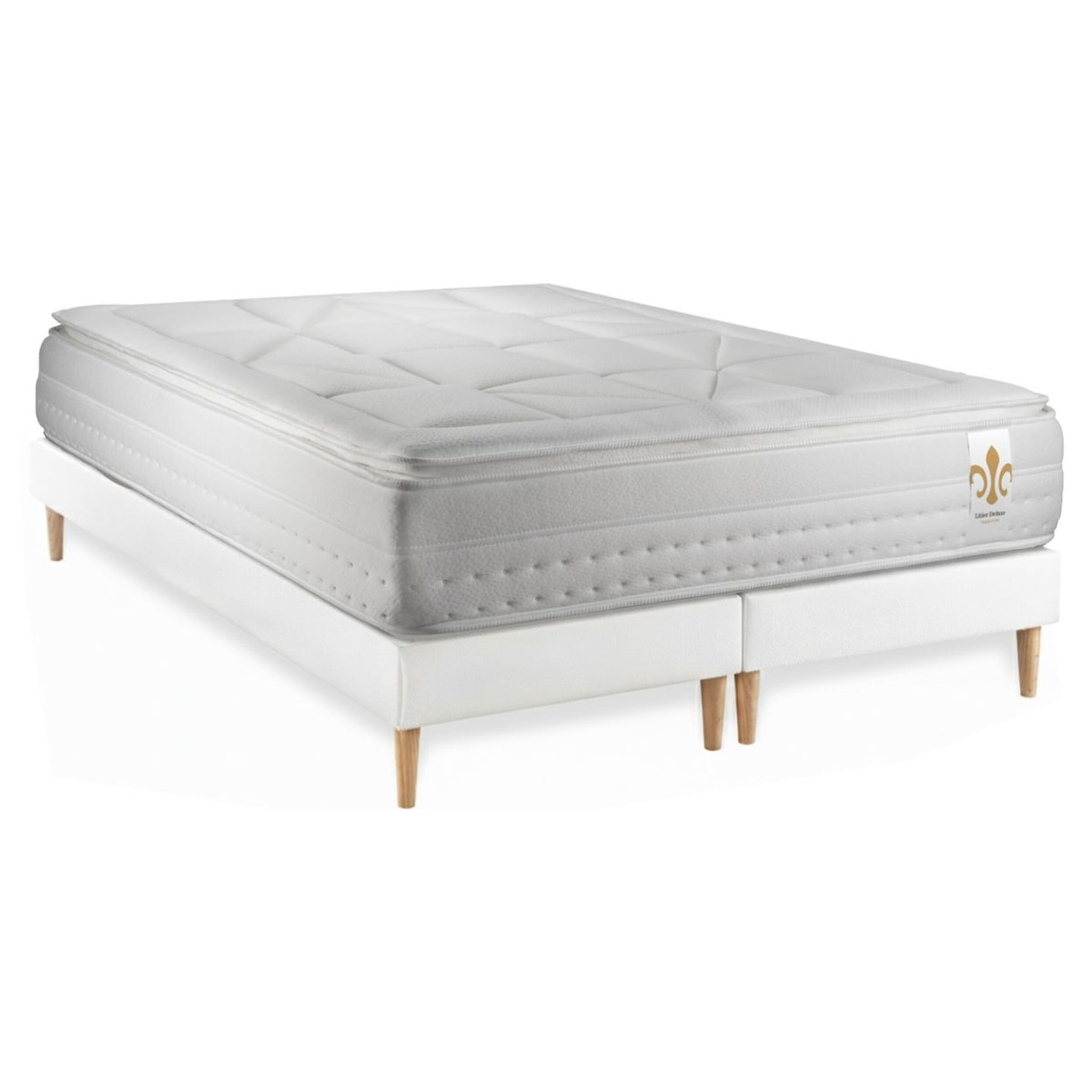 Ensemble Matelas Vingt-Huit PLUS - 28cm - Ressorts ensachés et mémoire de forme - Technologie hôtelière - Sommier Tapissier Blanc