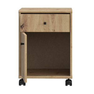 Caisson H. 54 cm avec roulettes et décor chêne artisan - MIA