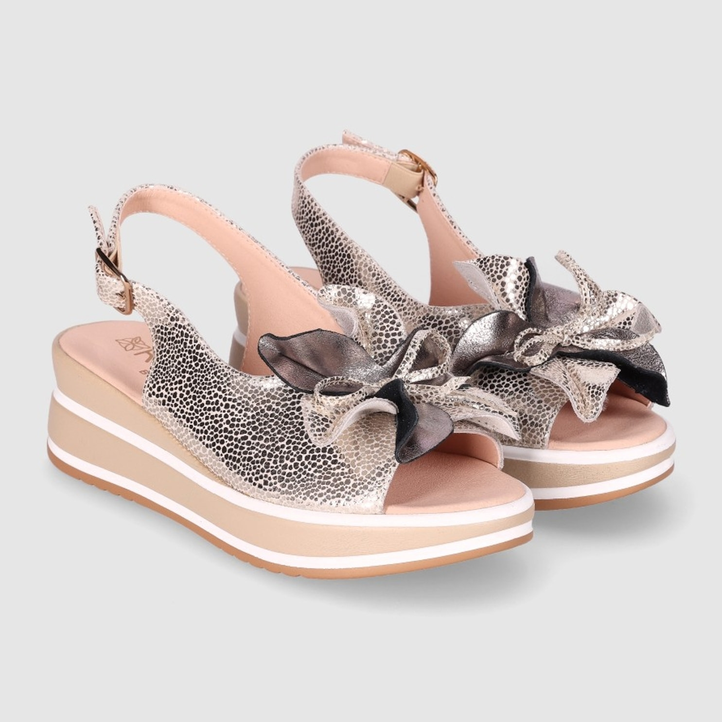 Sandalias de Piel - Platino - Tacón: 5 cm