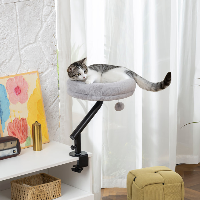 Lit de bureau pour chat pivotant réglable déhoussable gris