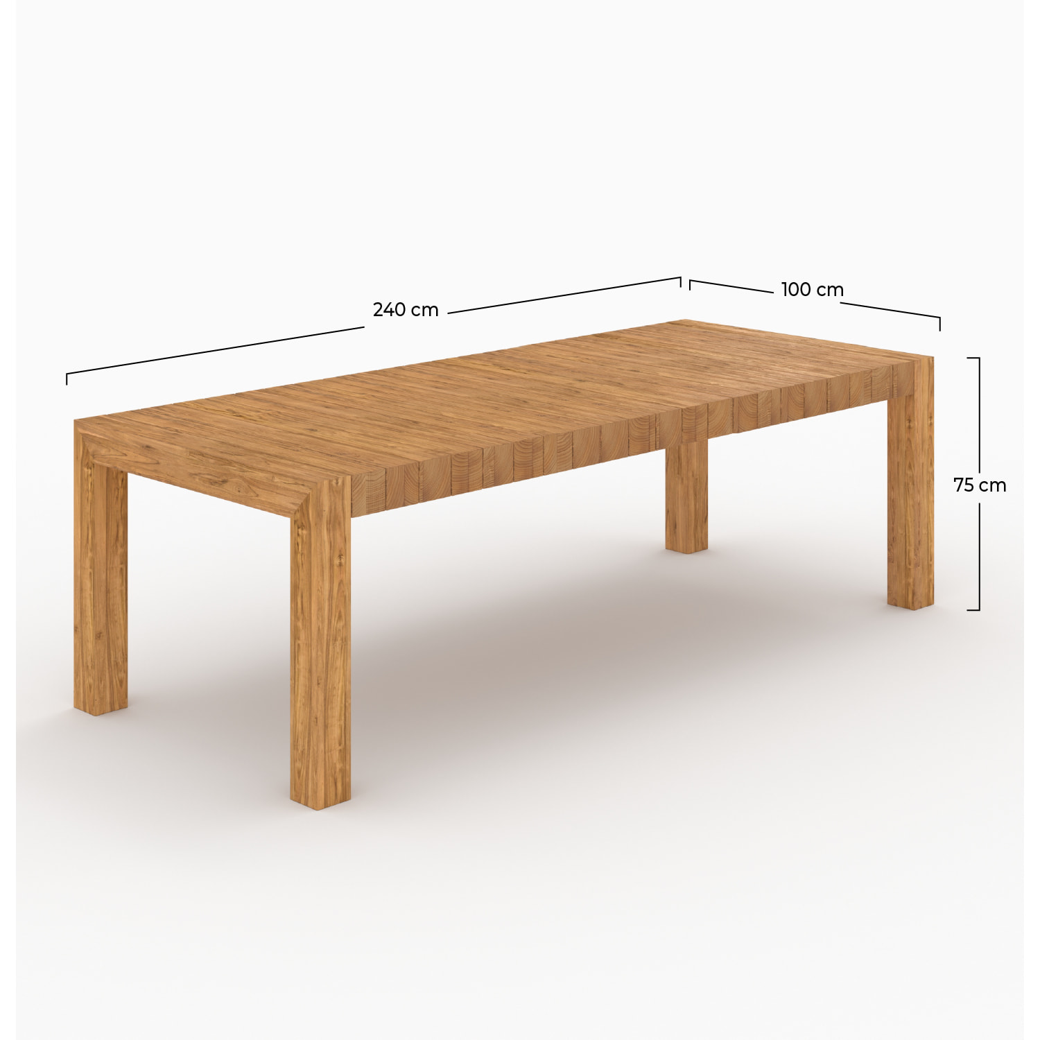 Table de jardin rectangulaire en bois de teck recyclé 10 personnes - Zia