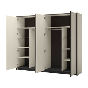 Kimi - armoire - 4 portes - led et miroirs inclus - 251x215 cm - Beige