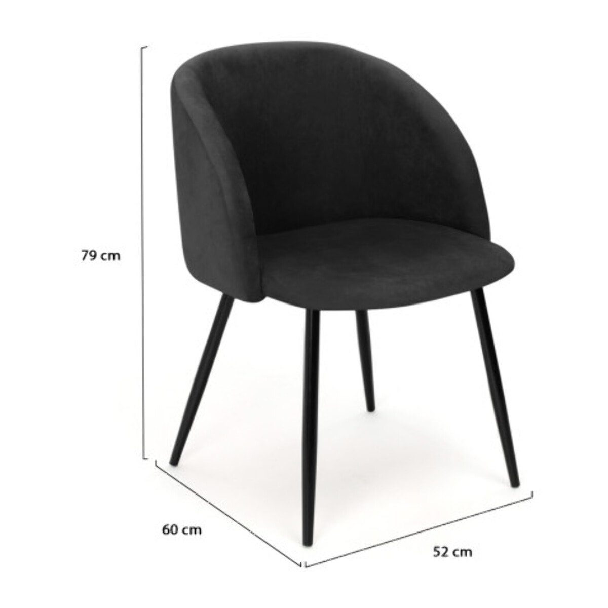 Chaises Nina en velours et pieds noirs
