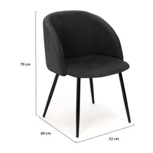 Chaises Nina en velours et pieds noirs