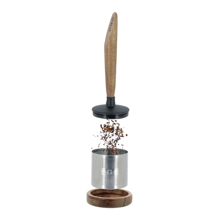 Infuseur à thé en inox et support en bois de hêtre OSCAR