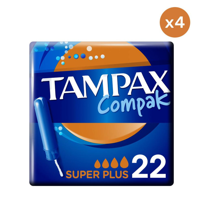 4x22 Tampax Compak Super Plus Tampons Avec Applicateur