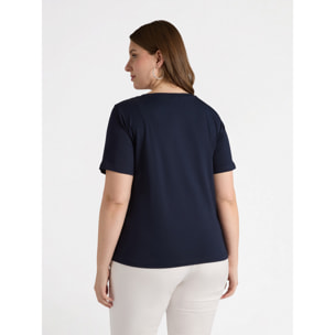 Fiorella Rubino - Camiseta con escritura con tachuelas - Azul