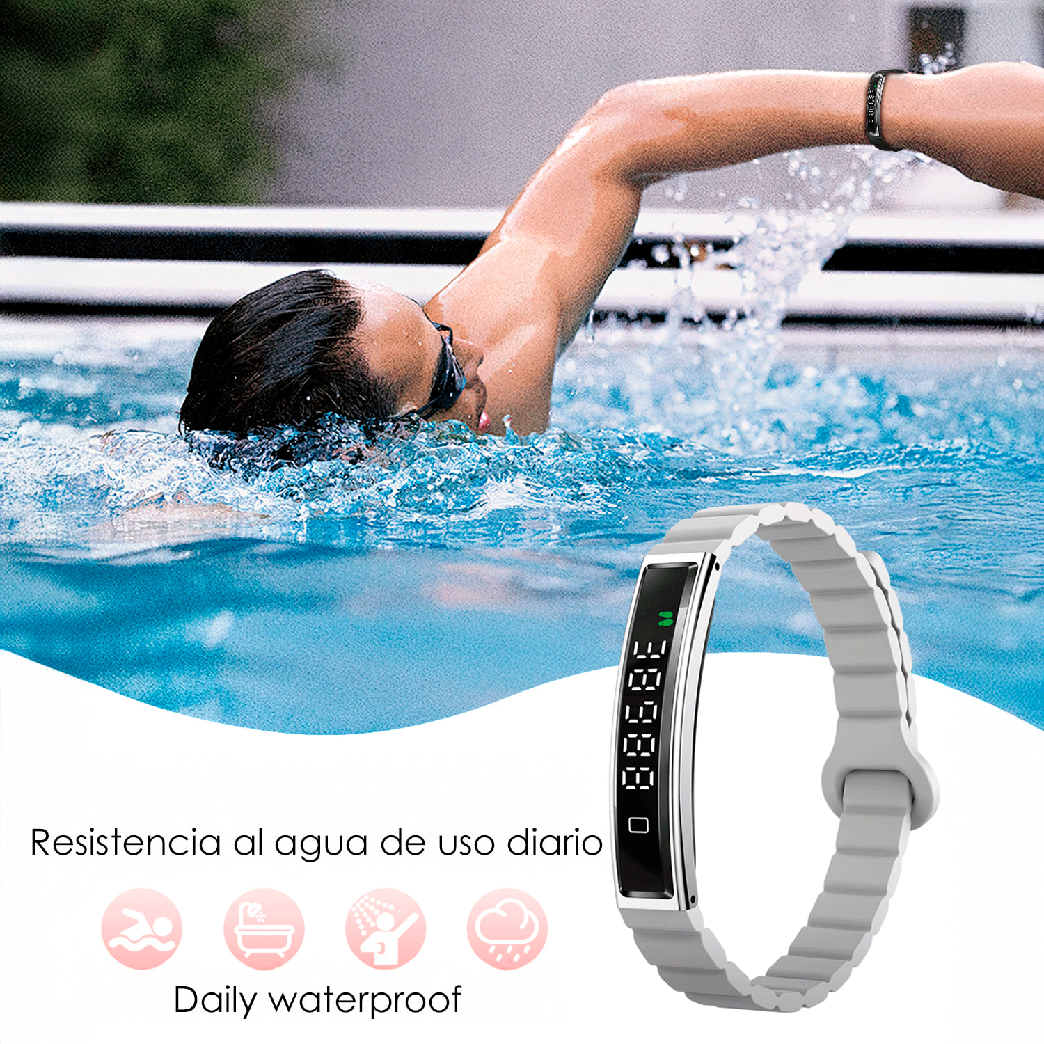 Smartband B3 con monitor intelligente della frequenza cardiaca, del sonno e modalità sport. 1 Cinturino in metallo e 1 in silicone.