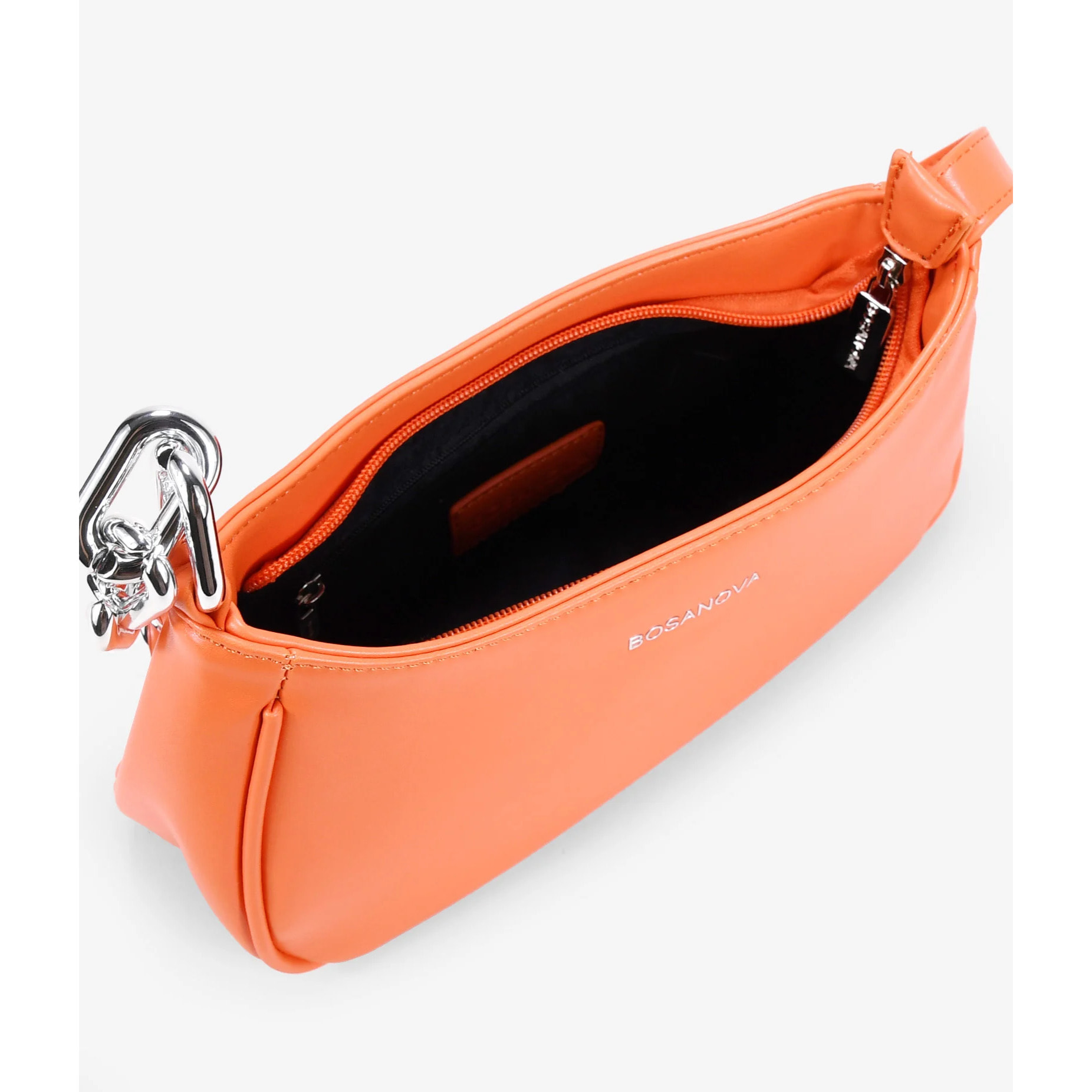 Bolso de hombro naranja con cadena