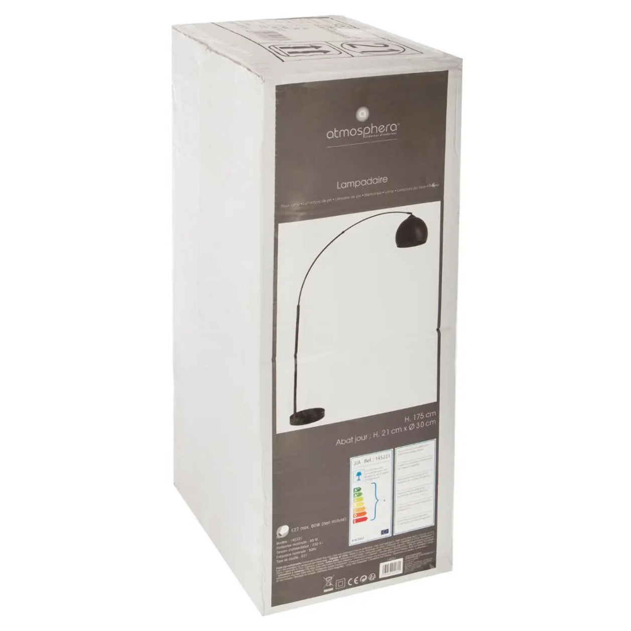 Lampadaire arc "Hyto" marbre et métal noir H177cm