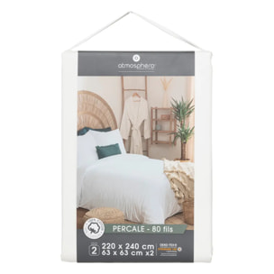 Parure de lit - percale - blanc - 220x240 cm