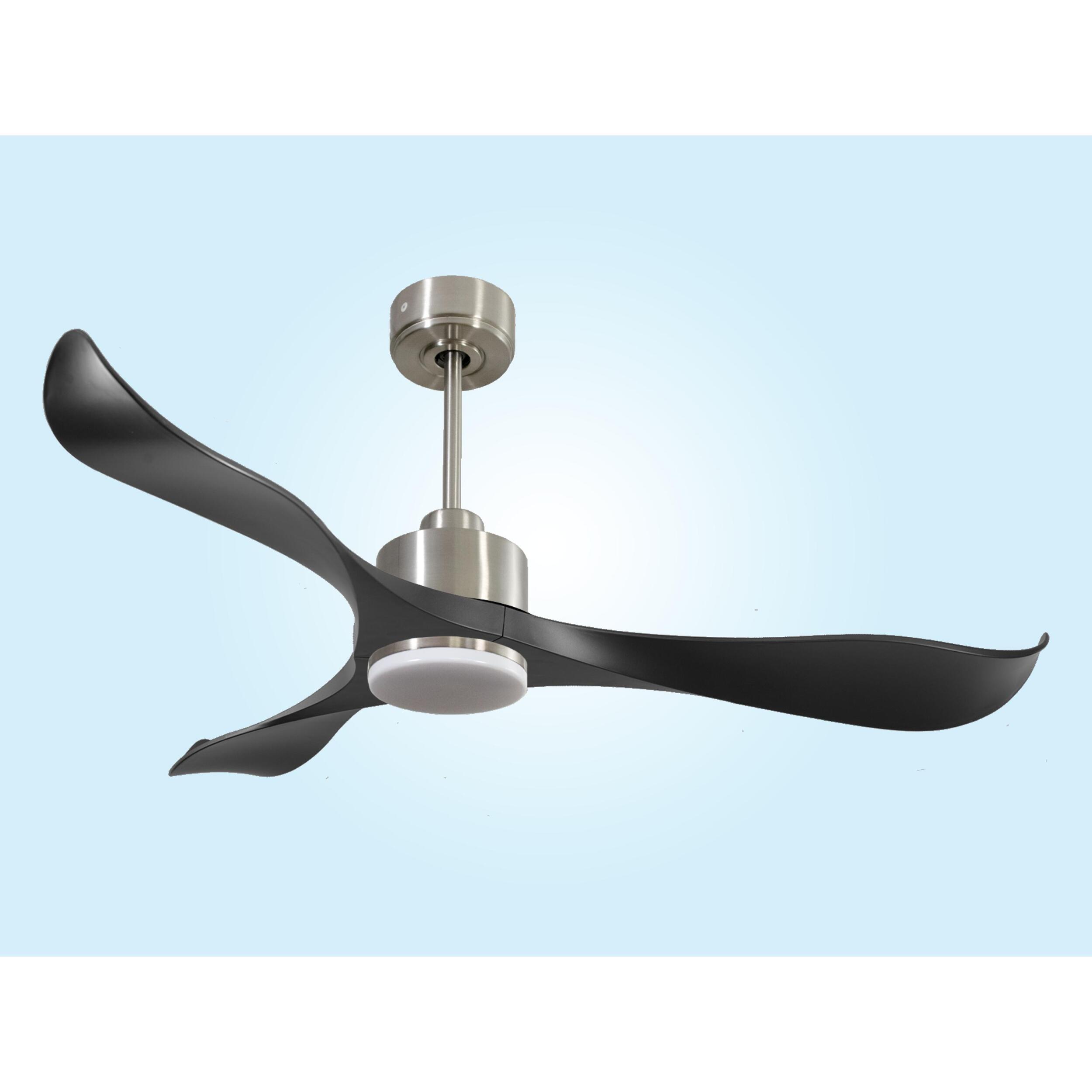 Ventilateur de plafond Réversible  Thermostat Dimmable Wifi Moteur à courant continu Toits en pente Télécommande Lumière à trois tons Adaptateur 2/3 Lames