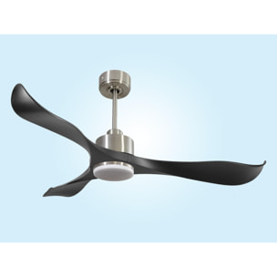 Ventilateur de plafond Réversible  Thermostat Dimmable Wifi Moteur à courant continu Toits en pente Télécommande Lumière à trois tons Adaptateur 2/3 Lames
