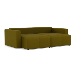 Daryl - canapé d'angle réversible 4 places convertible avec coffre en tissu texturé - Vert