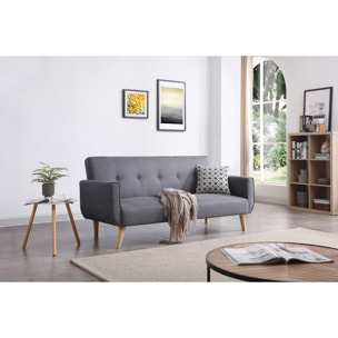 OLIVER Canapé scandinave convertible 3 places gris