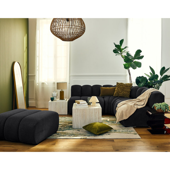 Debbie - canapé modulable d'angle réversible 4 places en tissu texturé - Noir