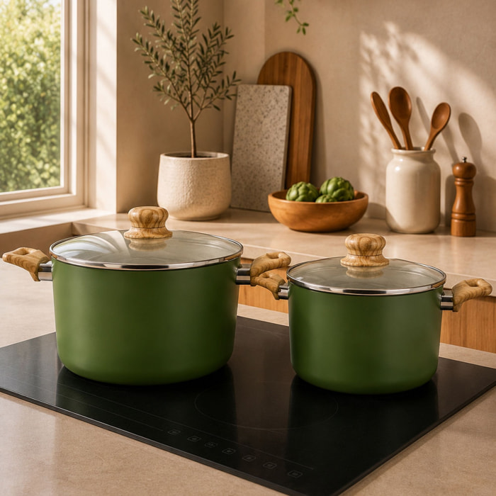 Faitout 24cm avec revêtement céramique vert - tous feux COLORAMA