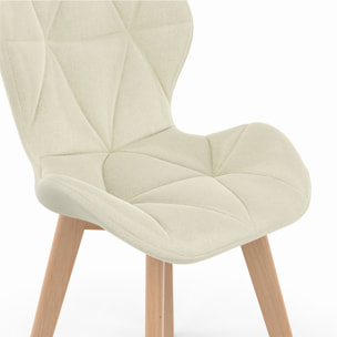 Chaises Gatsby en tissu beige et pieds bois - lot de 6