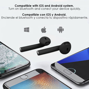 Auriculares DAM D120 TWS Bluetooth 5.0 táctiles con base de carga y sincronización automática con ventana emergente