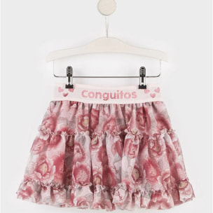 Falda de Niña con Logo Cintura en Multicolor