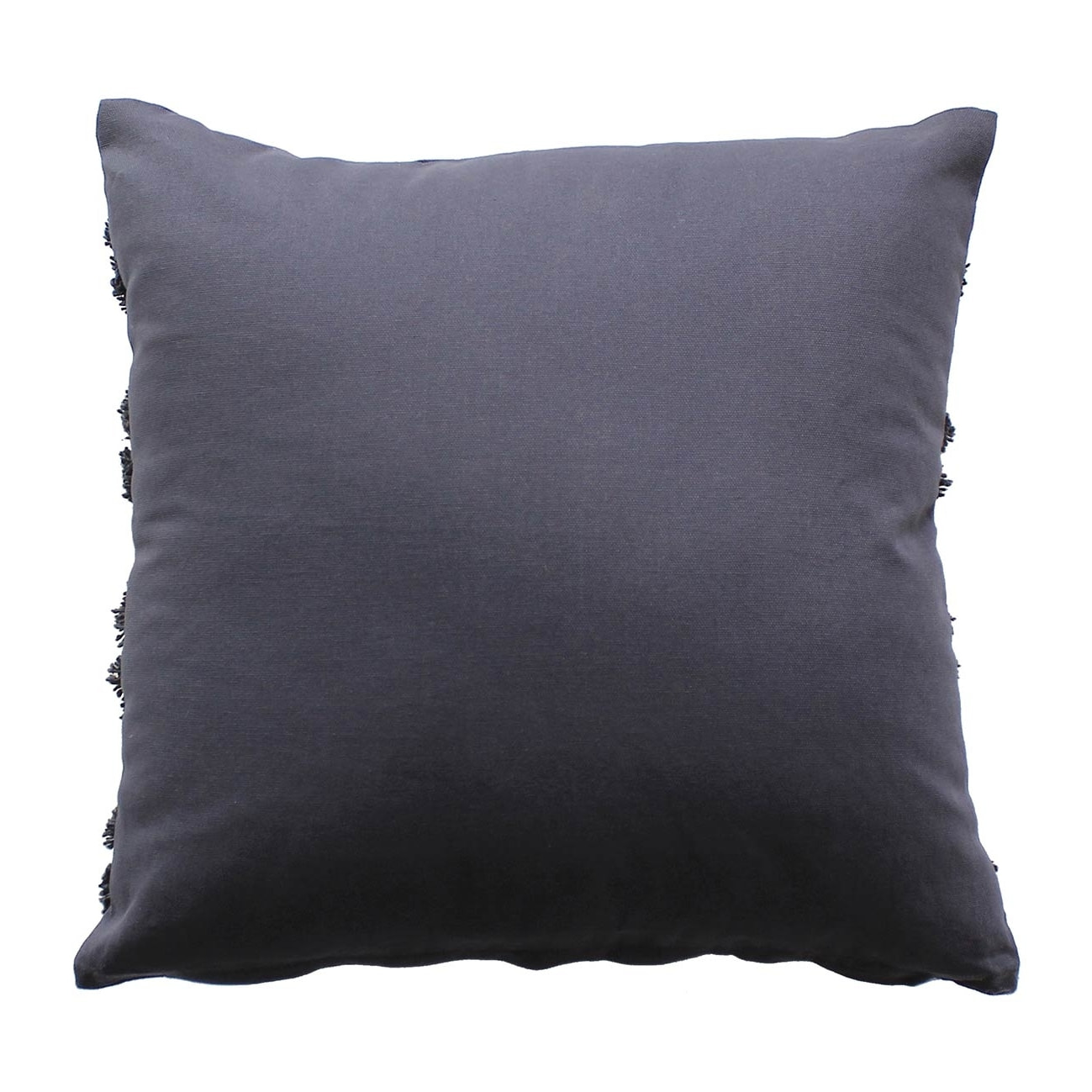 Coussin déhoussable aux broderies  - Effet laine - Gris Foncé