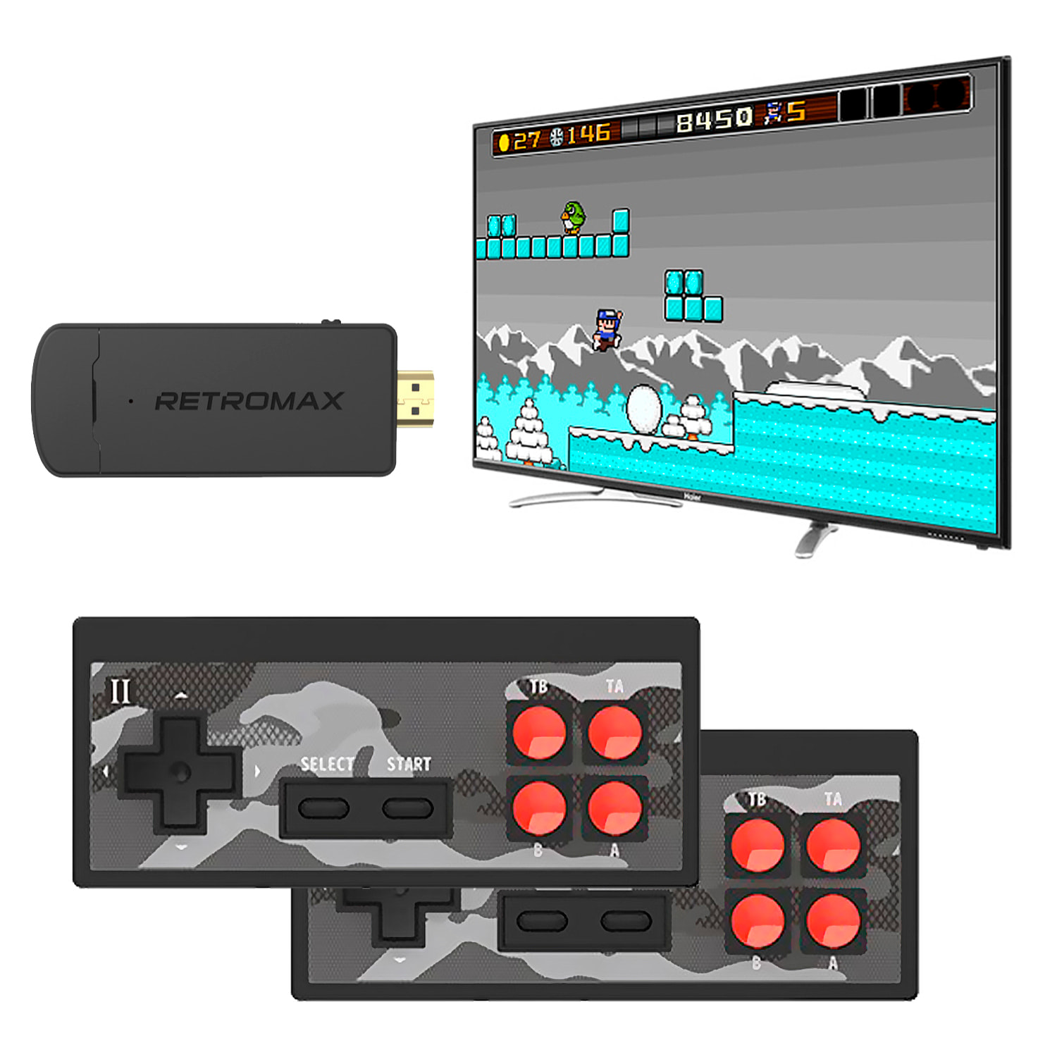 Console per videogiochi Y2 PLUS connessione al tuo schermo TV. Supporta 4K. Include 1800 giochi.