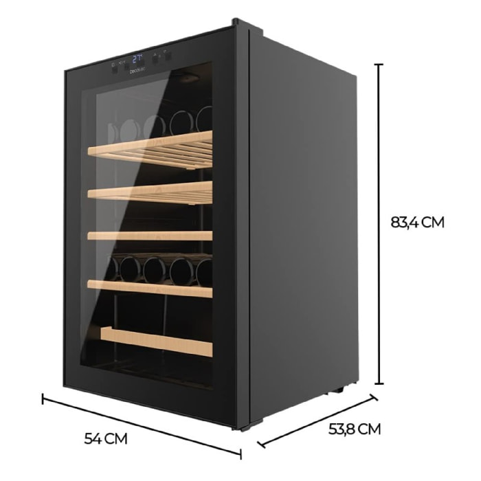 Cecotec Vinoteca 48 Botellas Bolero GrandSommelier 48000 Black. 128 Litros Tempe