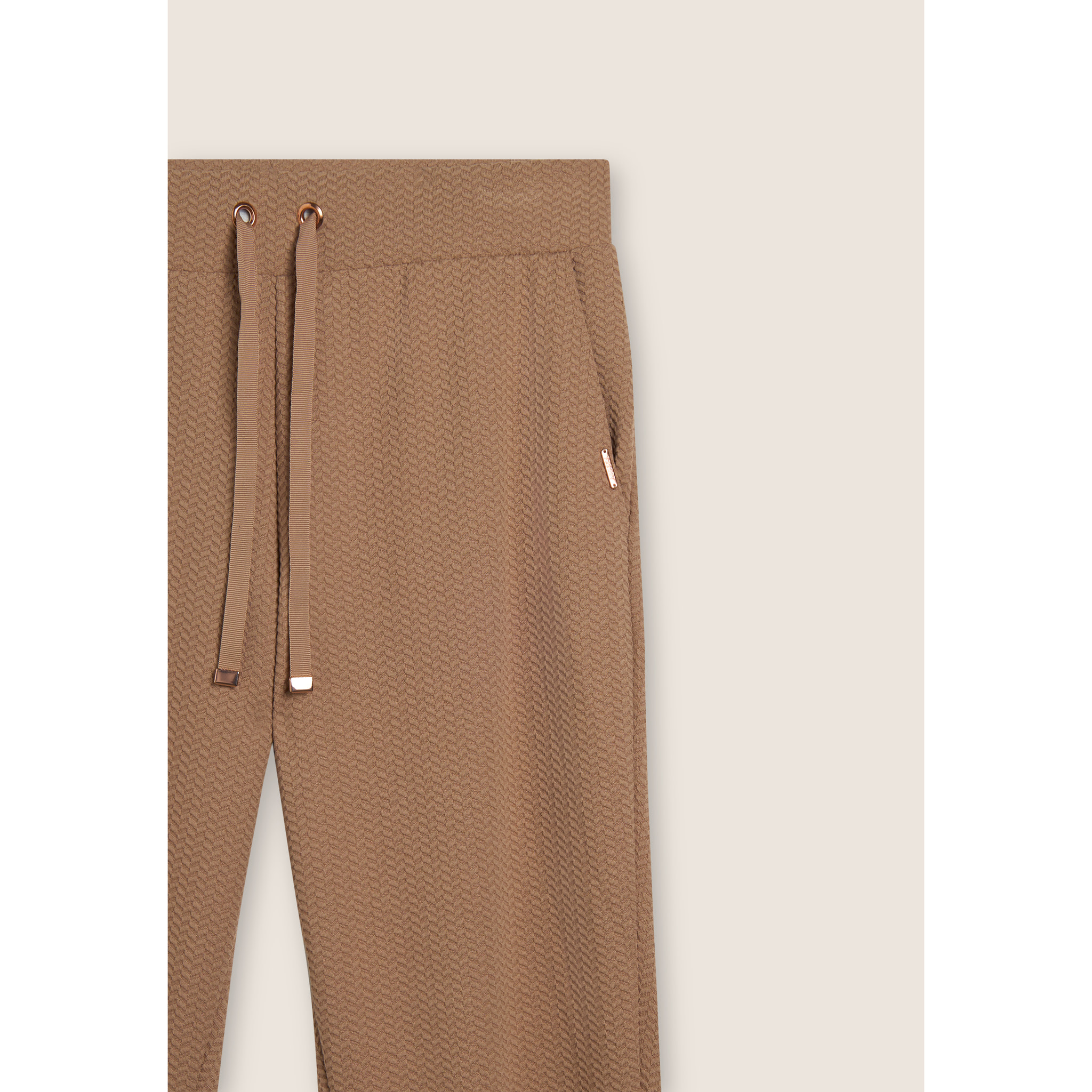 Pantaloni donna in felpa micro-trecce con fondo dritto