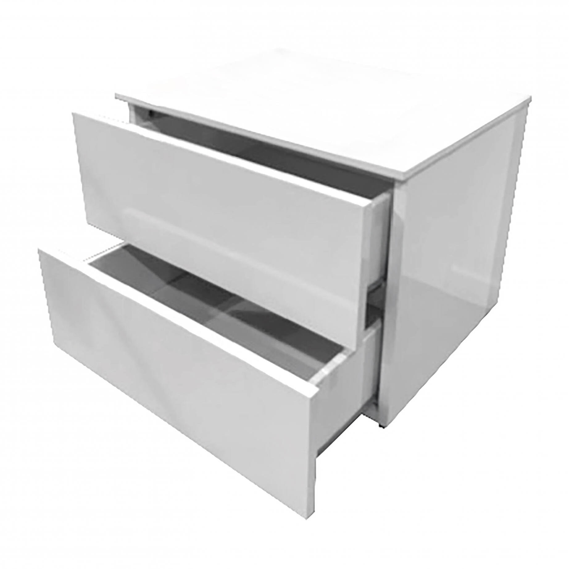 Comodino da camera con due cassetti, 55 x 44 x 44, Bianco