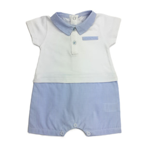 PAGLIACCETTO FINTA POLO QUADRETTO AZZURRO