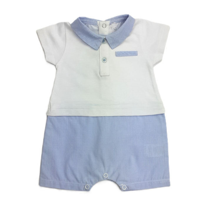 PAGLIACCETTO FINTA POLO QUADRETTO AZZURRO