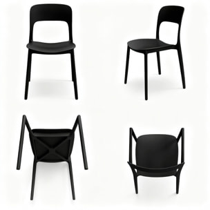 Set 4 Sedie Da Giardino In Polipropilene Impilabili Leggere E Resistenti Ideali Per Esterni Terrazze Giardini Bar Dehors Ristoranti Nero