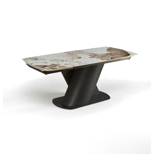 Table à manger extensible Tomasucci JAN, en céramique, marbre onyx, noir, 180/220/260 × 90 × 75 cm