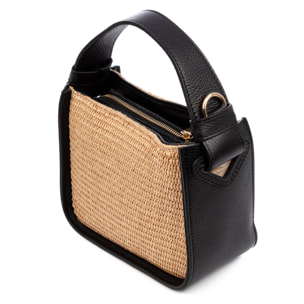 Baschi Bolso de mano Mujer. Fabricado en paja y piel auténtica Dollaro.