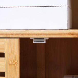 Aparador de 3 Puertas Ranuradas Aparador para Salón de Bambú con Estantes para Comedor Cocina Entrada Natural 100x35x82 cm