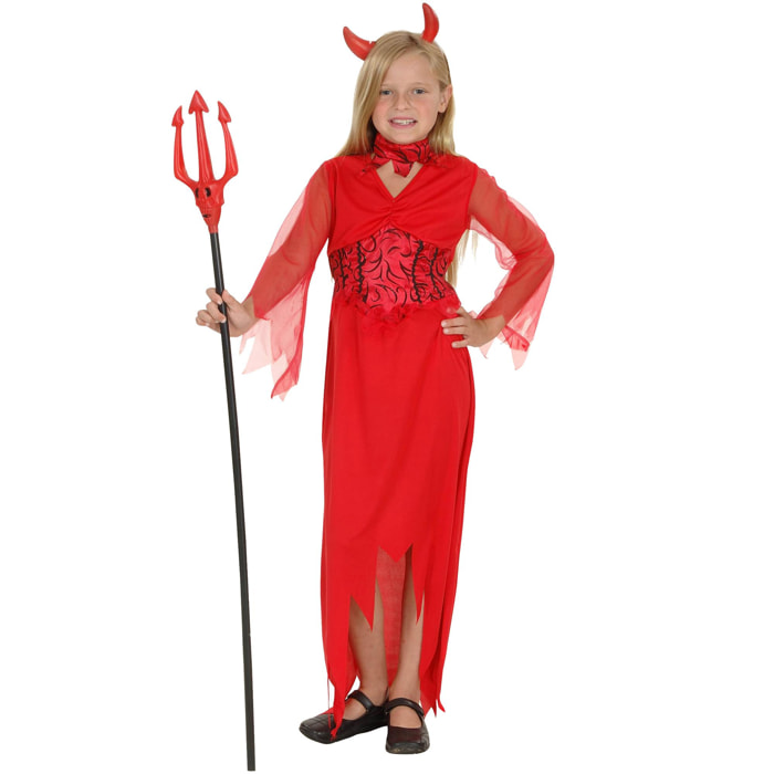 Abito Diavoletta Costume Halloween Rosso Bambina