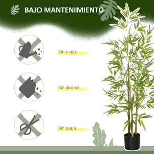 2 Plantas Artificiales con Maceta Plantas Sintéticas de Bambú con 498 Hojas para Decoración en Salón Oficina Casa Ø15x120 cm Verde