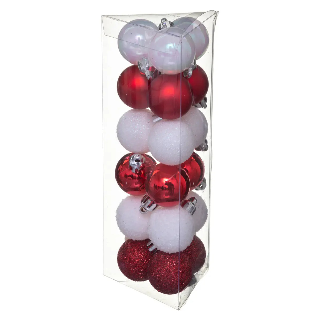 Lot de 18 boules D.3cm rouge blanc