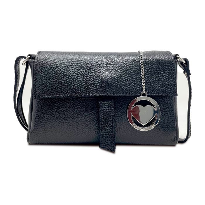 Chicca Borse - Tracollina Clutch Donna in Vera Pelle - Colore Nero