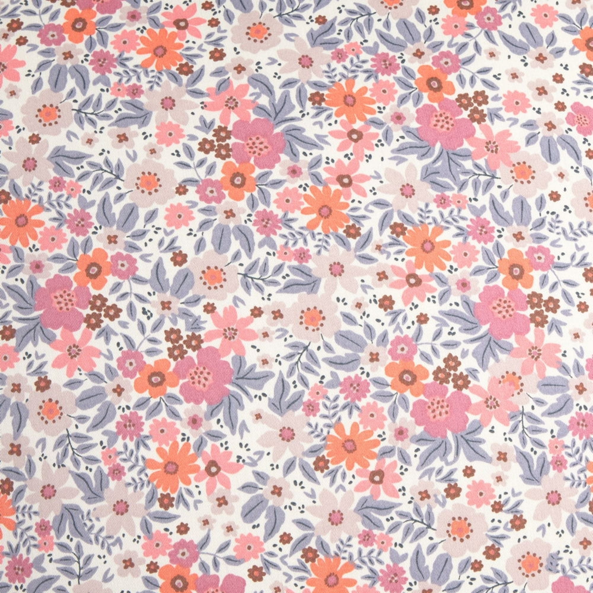 Funda cojín algodón sostenible flores Onflo color azul 100% Algodón percal