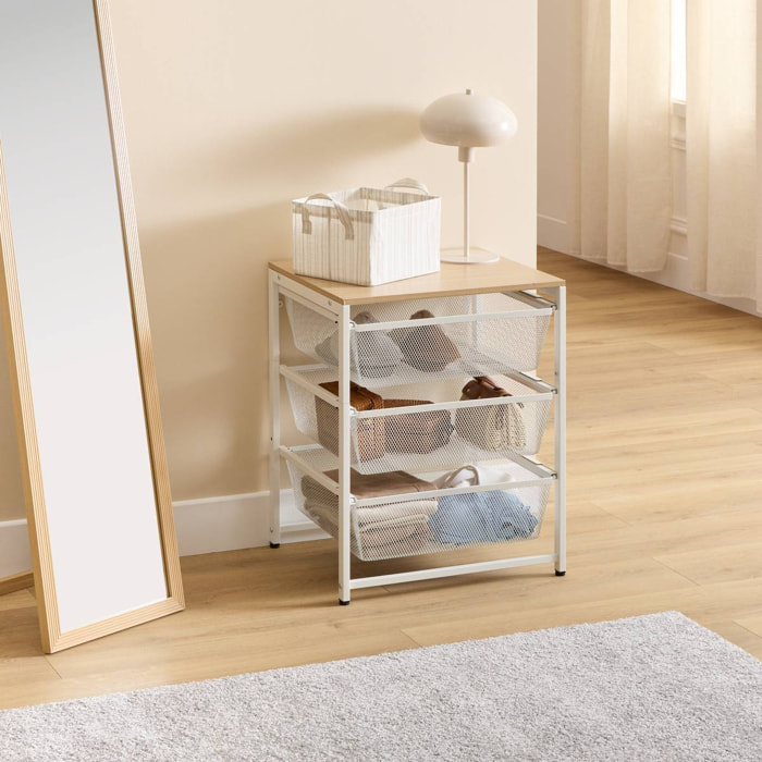 Colonne de rangement Meshy rectangulaire H.72,5cm 3 tiroirs blanc