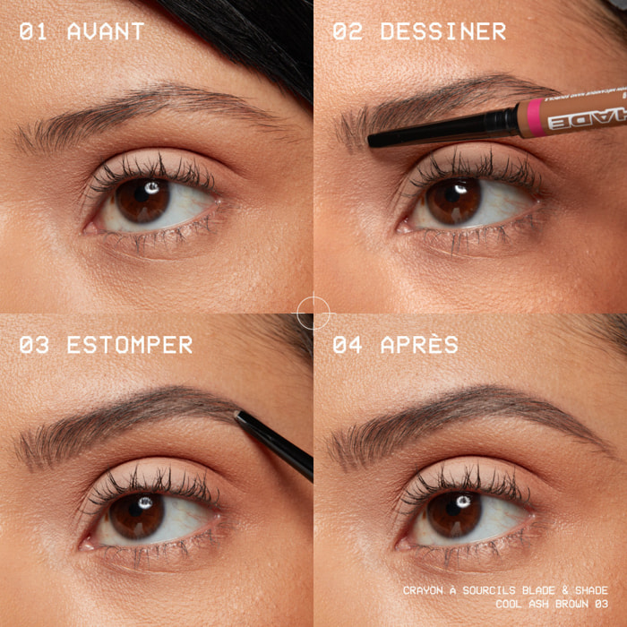 NYX Professional Makeup Blade & Shade, Crayon sourcils double embout, tenue jusqu'à 16h, Cool Ash Brown